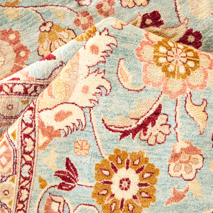 Light Blue Traditional Mogul Wool Rug - 8'1" x 9'10"