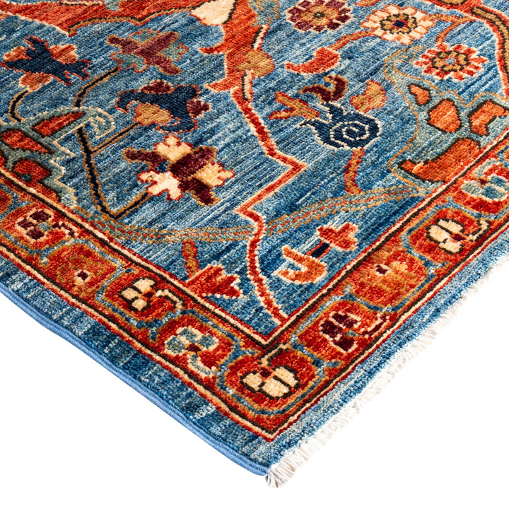 Light Blue Traditional Serapi Wool Rug - 8'11" x 11'10"