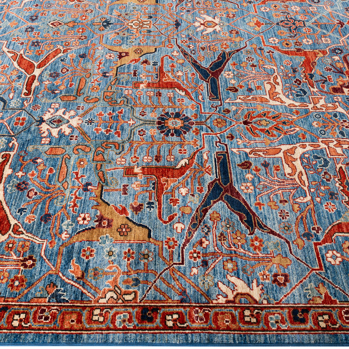 Light Blue Traditional Serapi Wool Rug - 8'11" x 11'10"