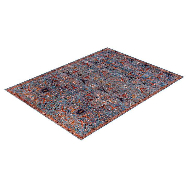 Light Blue Traditional Serapi Wool Rug - 8'11" x 11'10"