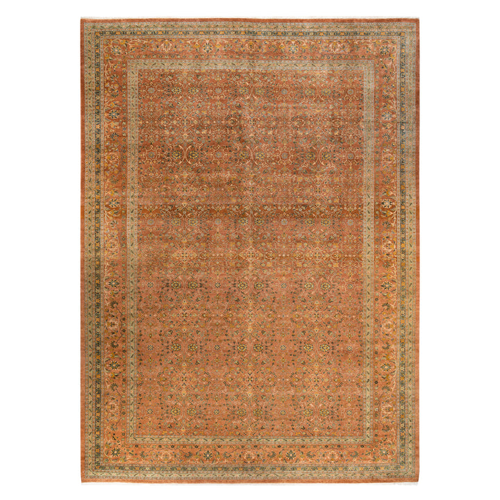 Yellow Traditional Mogul Wool Rug - 10'4" x 14'5"