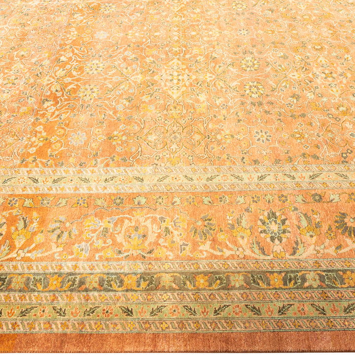 Yellow Traditional Mogul Wool Rug - 10'4" x 14'5"