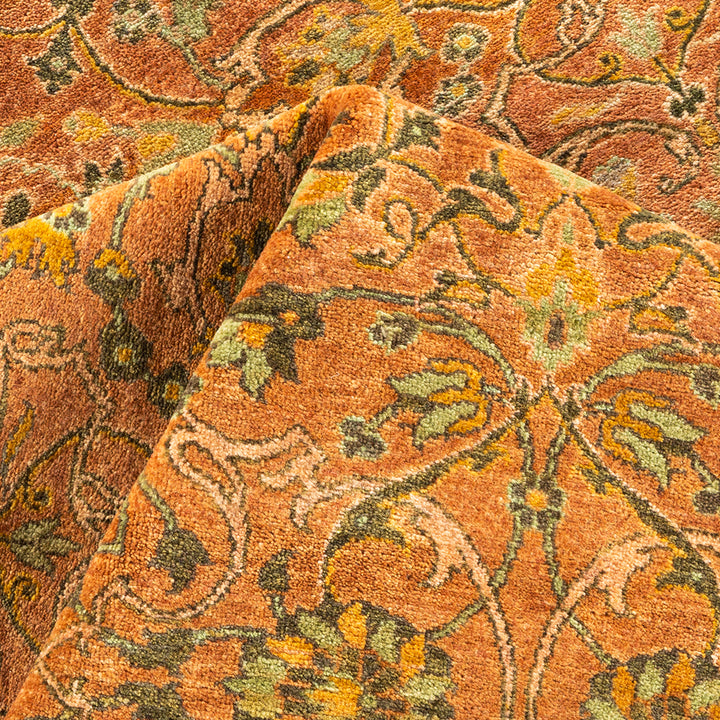 Yellow Traditional Mogul Wool Rug - 10'4" x 14'5"