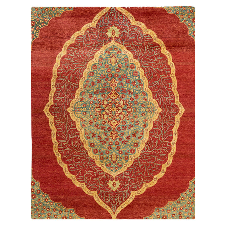 Red Traditional Mogul Wool Rug - 8'3" x 10'6"