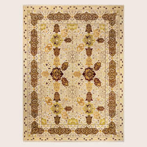 Ivory Traditional Mogul Wool Rug - 10'1" x 13'7"