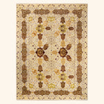 Ivory Traditional Mogul Wool Rug - 10'1" x 13'7"