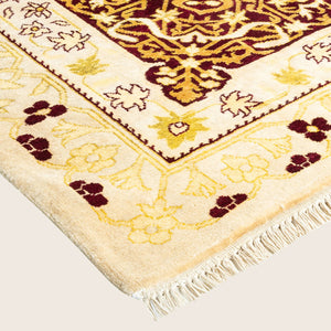 Ivory Traditional Mogul Wool Rug - 10'1" x 13'7" - hover