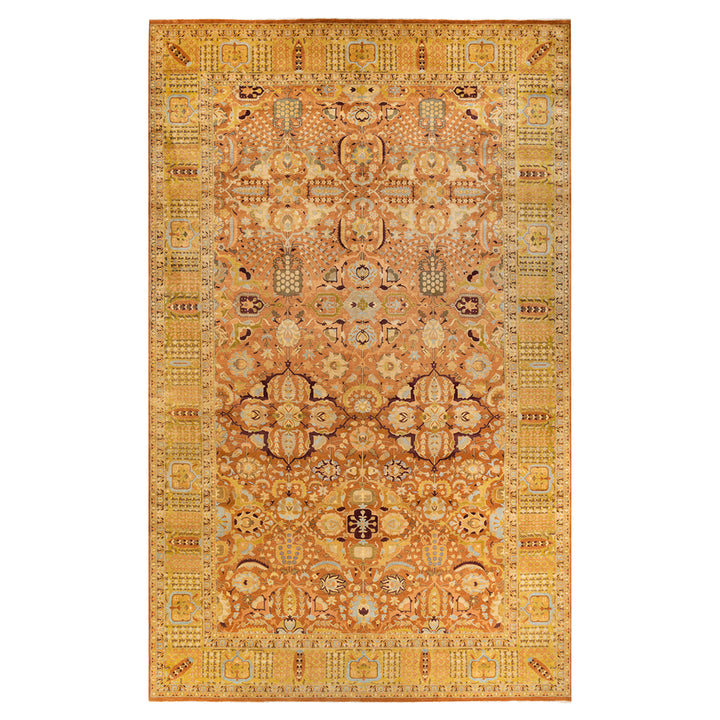 Brown Traditional Mogul Wool Rug - 10'1" x 16'8"
