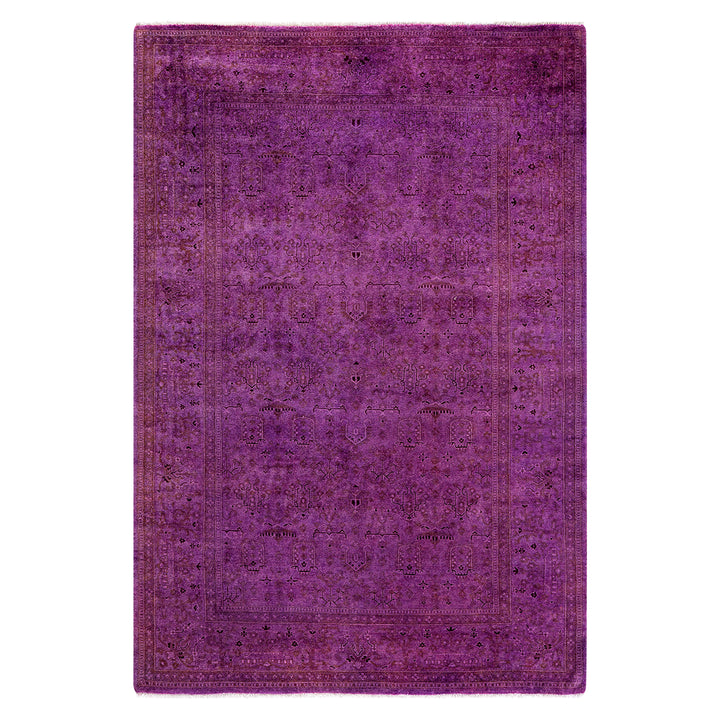 Pink Overdyed Wool Rug - 4'1" x 6'