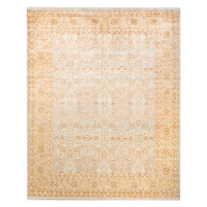 Light Blue Traditional Mogul Wool Rug - 8'1" x 10'