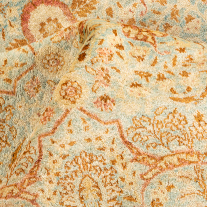 Light Blue Traditional Mogul Wool Rug - 8'1" x 10'