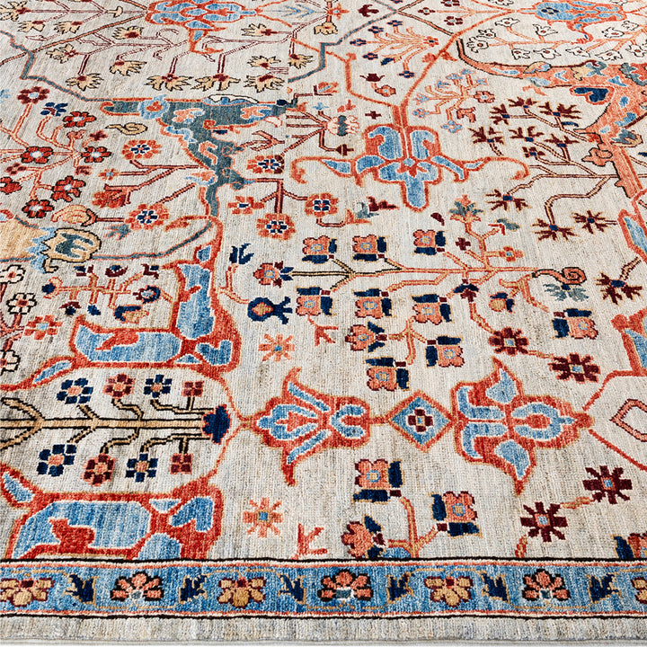 Beige Traditional Serapi Wool Rug - 9'1" x 11'11"