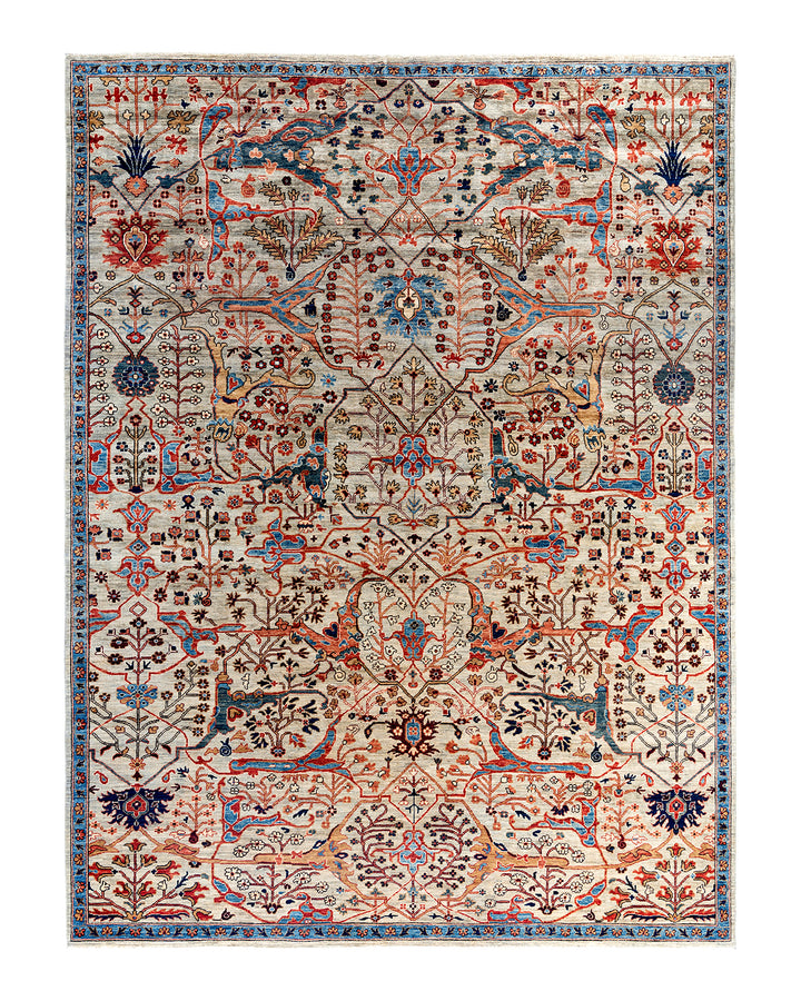 Beige Traditional Serapi Wool Rug - 9'1" x 11'11"
