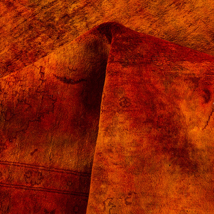 Orange Overdyed Wool Rug - 4'2" x 6'3"