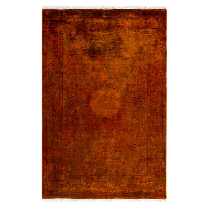 Orange Overdyed Wool Rug - 4'2" x 6'3"