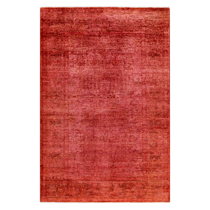 Pink Overdyed Wool Rug - 4'1" x 6'