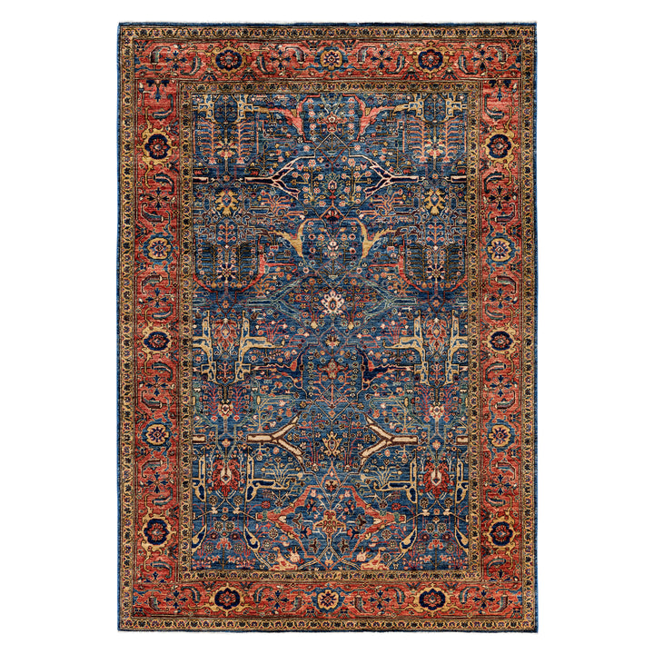 Light Blue Traditional Serapi Wool Rug - 6'2" x 8'11"