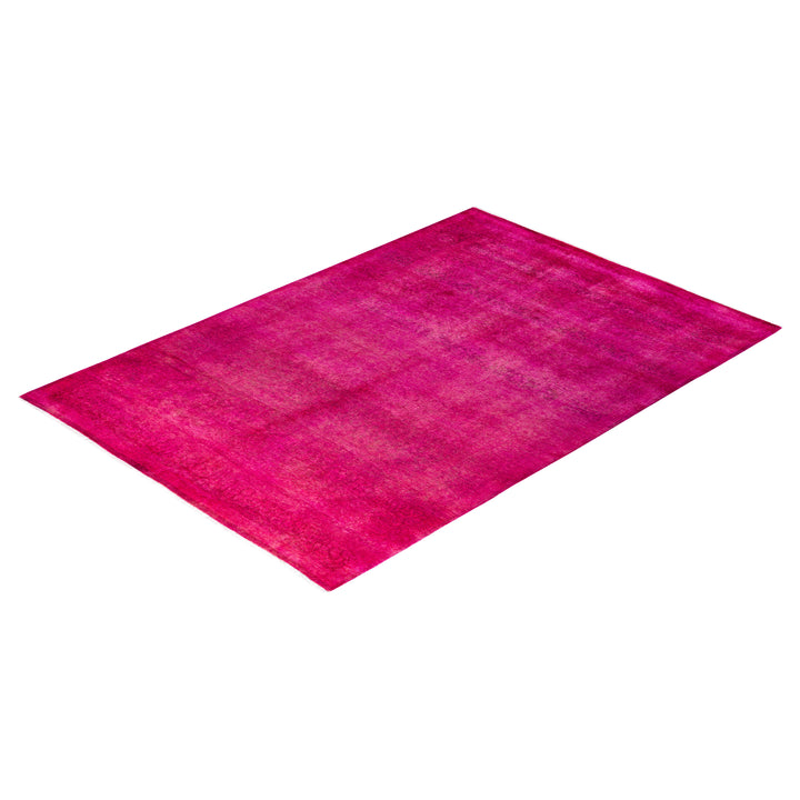 Pink Overdyed Wool Rug - 4'1" x 6'2"