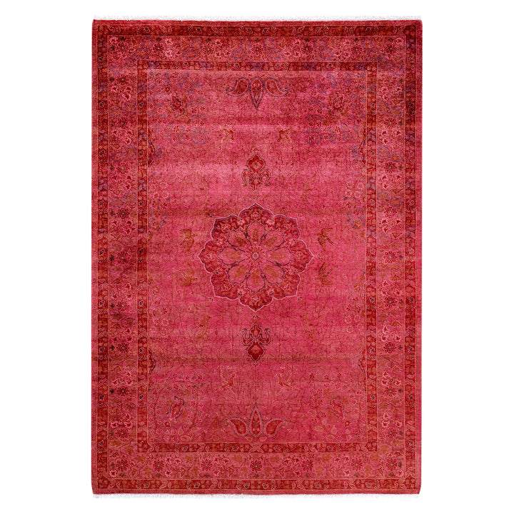 Pink Overdyed Wool Rug - 4'3" x 6'