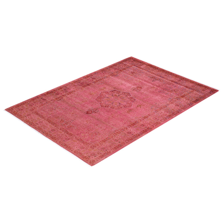 Pink Overdyed Wool Rug - 4'3" x 6'
