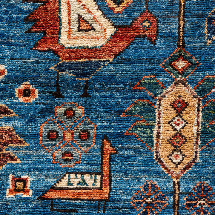 Light Blue Traditional Serapi Wool Rug - 6'2" x 8'11"
