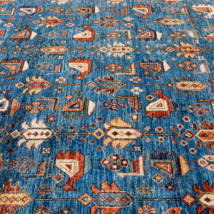 Light Blue Traditional Serapi Wool Rug - 6'2" x 8'11"