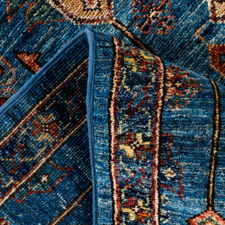 Light Blue Traditional Serapi Wool Rug - 6'2" x 8'11"