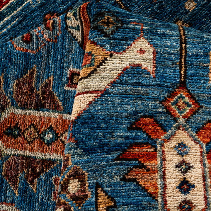 Light Blue Traditional Serapi Wool Rug - 6'2" x 8'11"