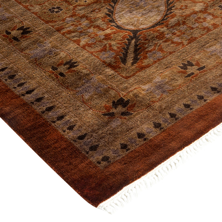 Brown Overdyed Wool Rug - 10'1" x 13'10"