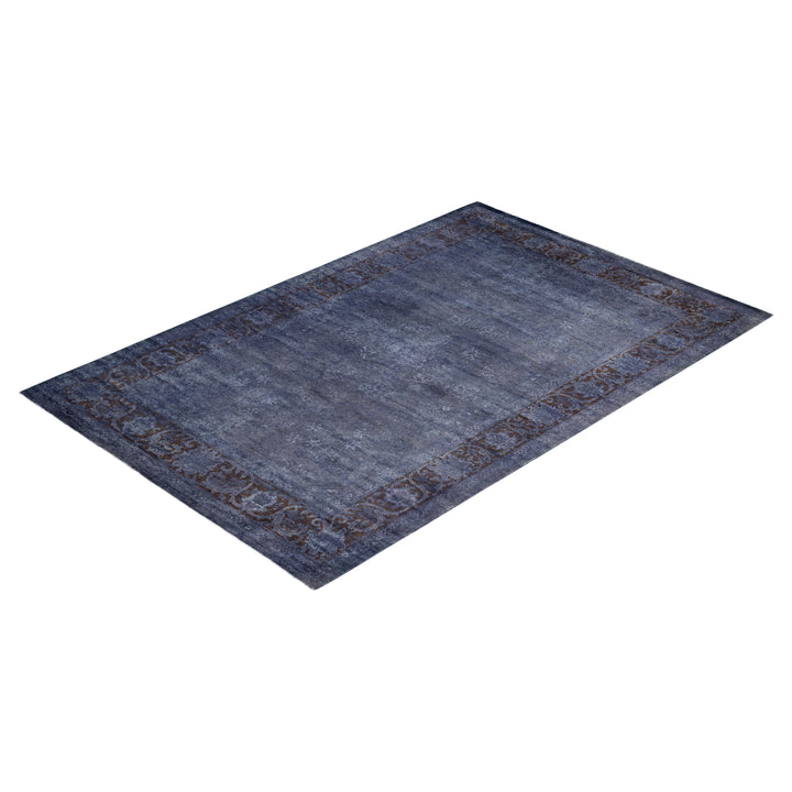 Grey Overdyed Wool Rug - 4'2" x 6'4"