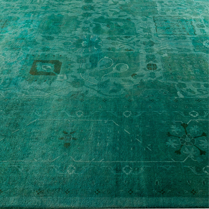 Green Overdyed Wool Rug - 10'1" x 13'10"