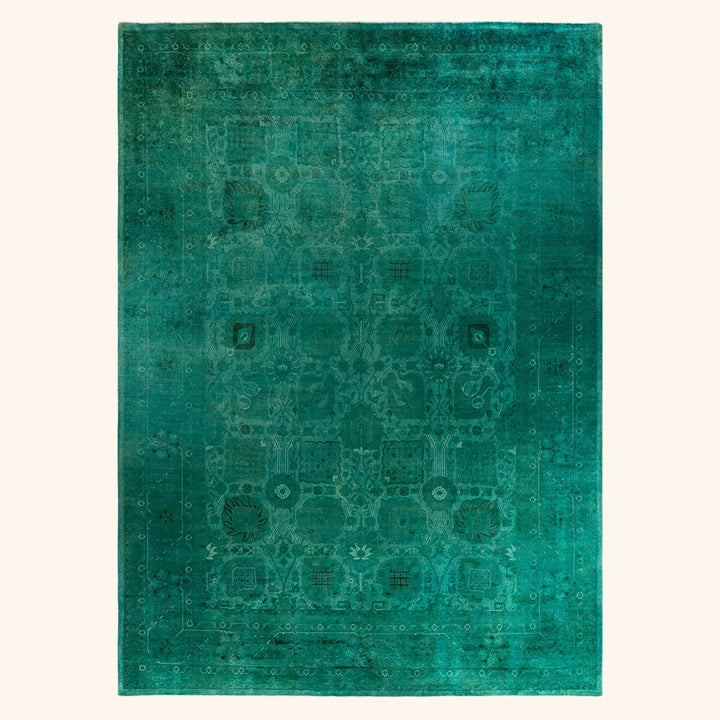 Green Overdyed Wool Rug - 10'1" x 13'10"