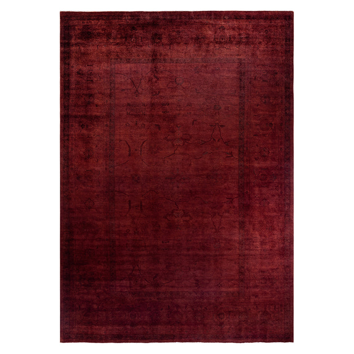 Red Overdyed Wool Rug - 10'1" x 14'1"