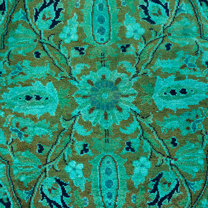 Green Overdyed Wool Rug - 9'10" x 14'3"