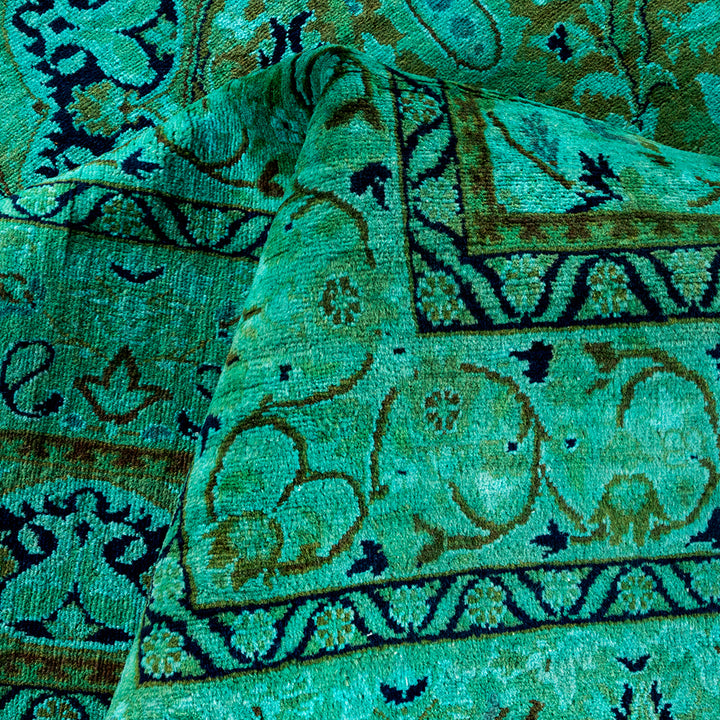 Green Overdyed Wool Rug - 9'10" x 14'3"