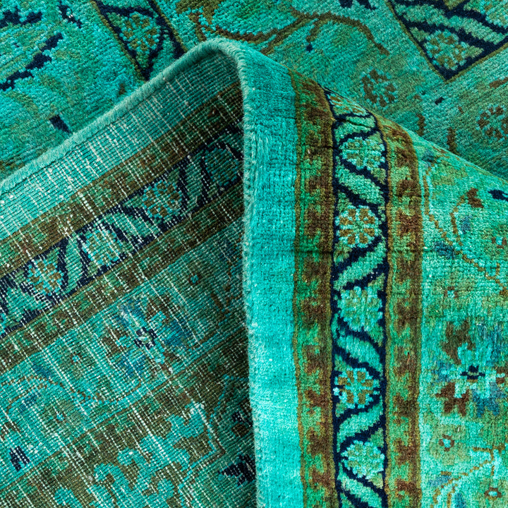 Green Overdyed Wool Rug - 9'10" x 14'3"