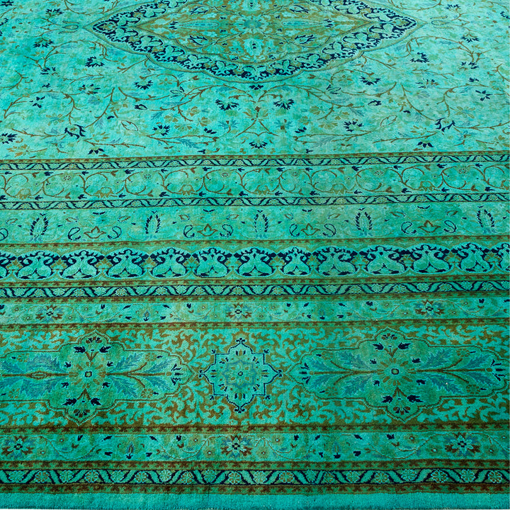 Green Overdyed Wool Rug - 9'10" x 14'3"