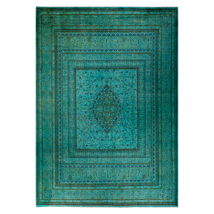 Green Overdyed Wool Rug - 9'10" x 14'3"