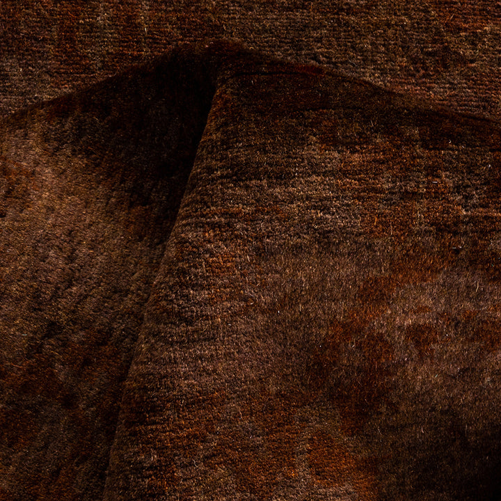 Brown Overdyed Wool Rug - 4'2" x 6'6"