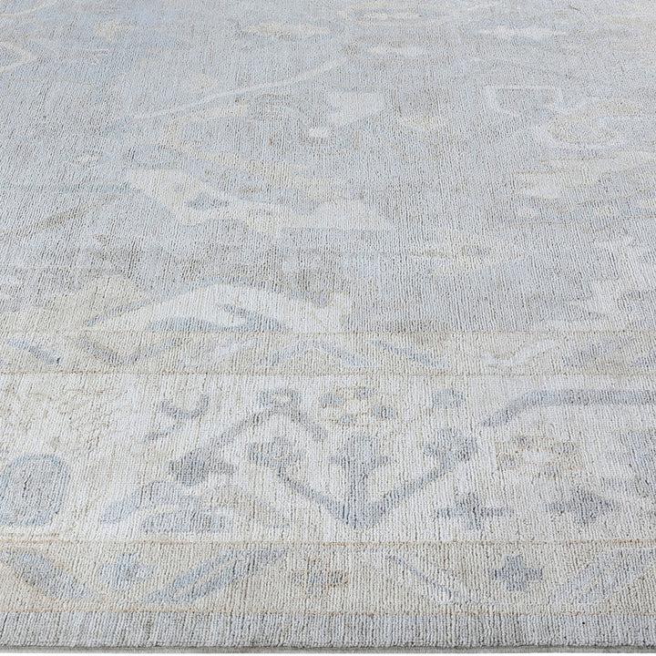 Light Grey Traditional Oushak Wool Rug - 8'9" x 11'10"