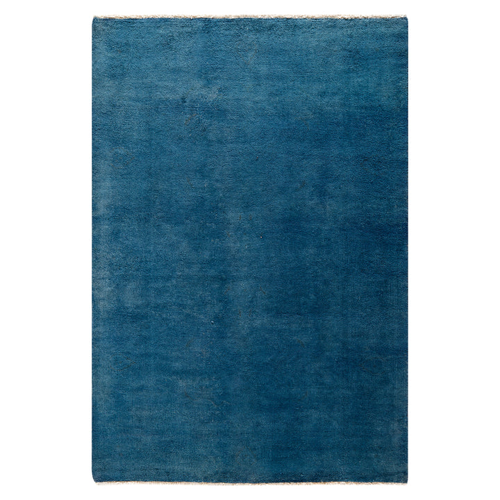 Blue Overdyed Wool Rug - 4'2" x 5'10"