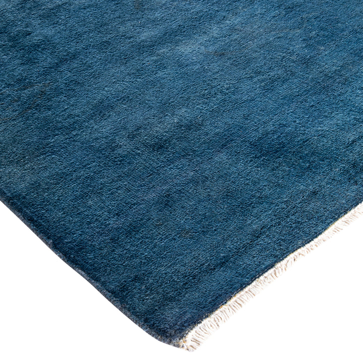 Blue Overdyed Wool Rug - 4'2" x 5'10"