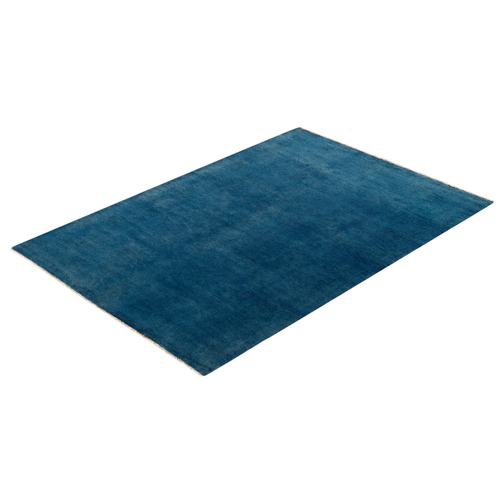 Blue Overdyed Wool Rug - 4'2" x 5'10"