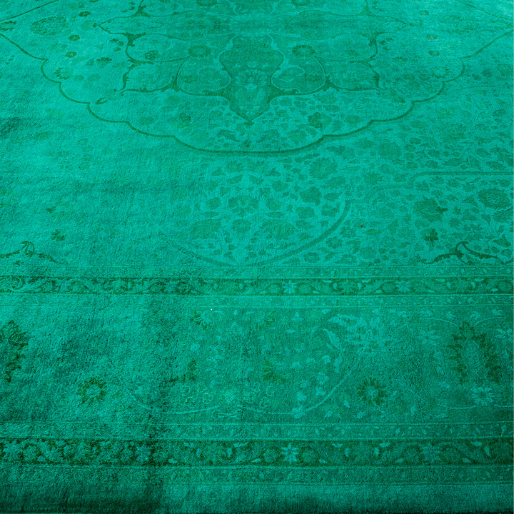 Green Overdyed Wool Rug - 10'2" x 13'4"