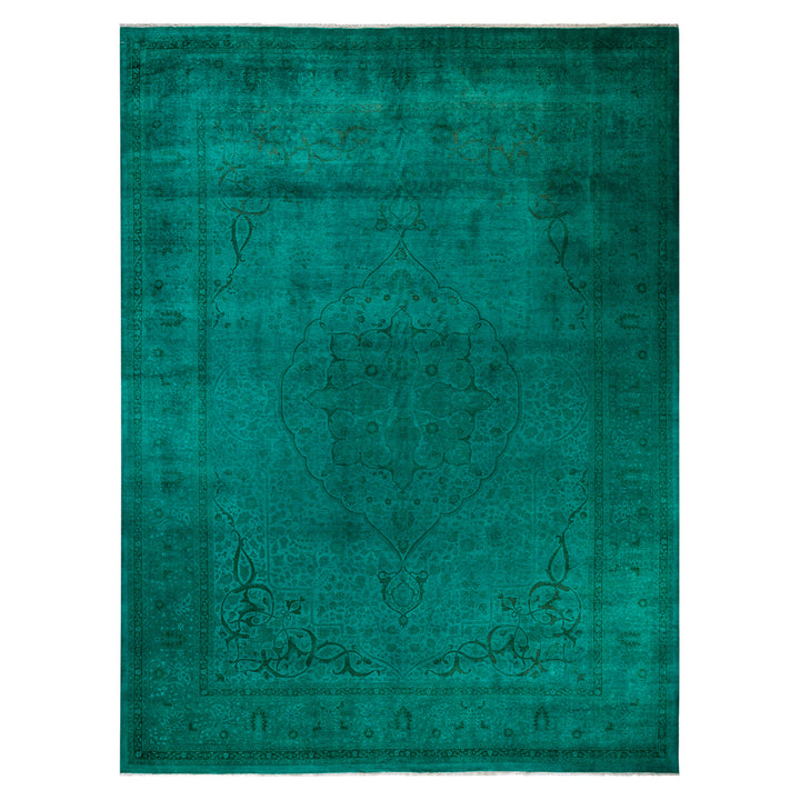 Green Overdyed Wool Rug - 10'2" x 13'4"