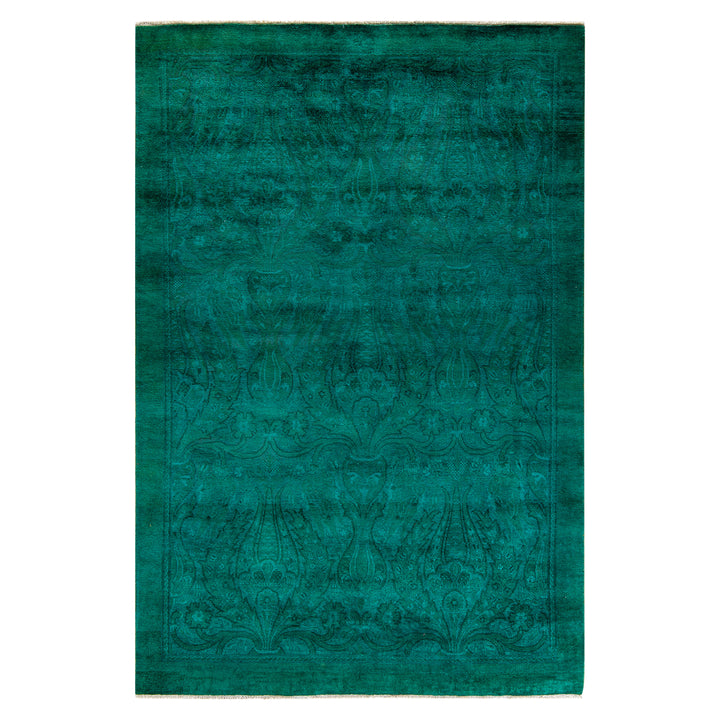 Green Overdyed Wool Rug - 5'3" x 7'10"