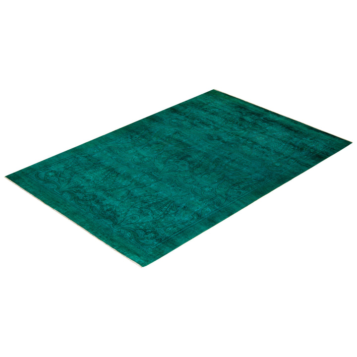 Green Overdyed Wool Rug - 5'3" x 7'10"