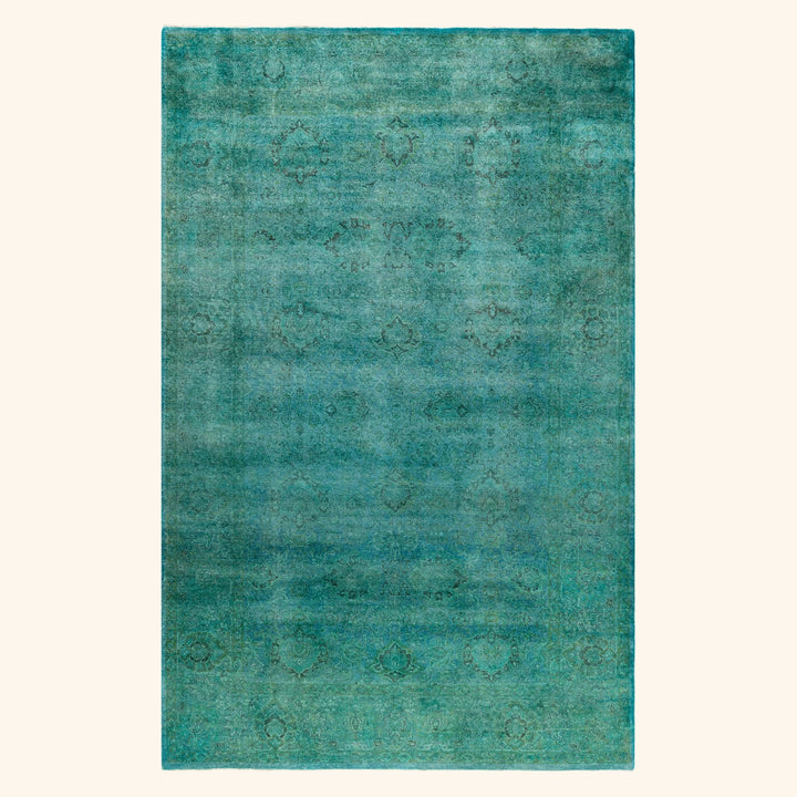 Blue Overdyed Wool Rug - 5'3" x 8'