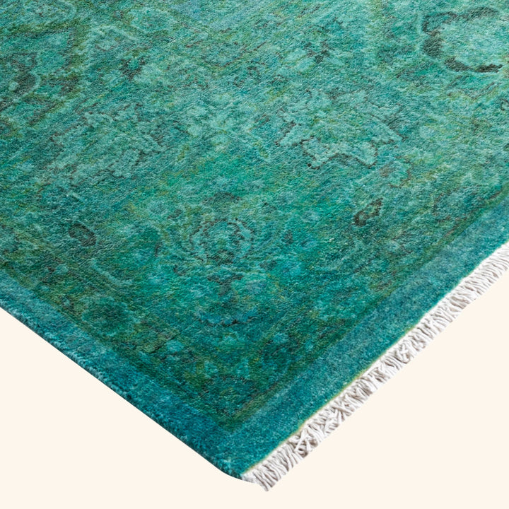 Blue Overdyed Wool Rug - 5'3" x 8'