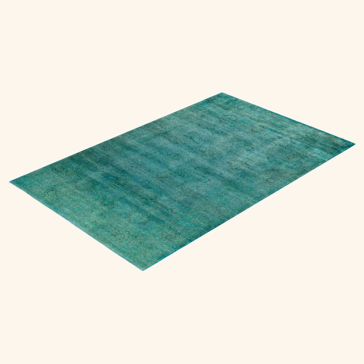 Blue Overdyed Wool Rug - 5'3" x 8'